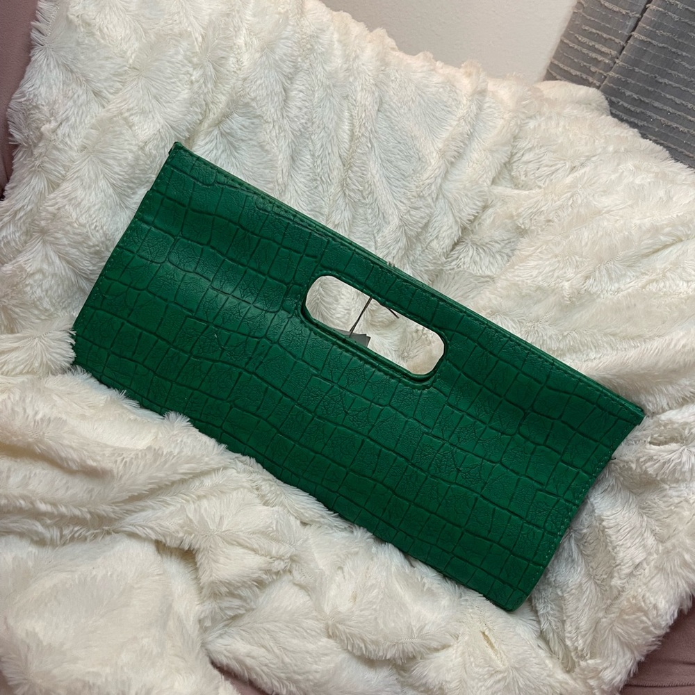 Green clutch bag
